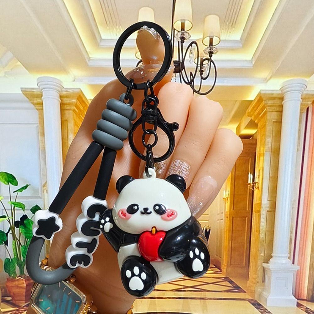 Cute Panda Dolls Pendant Acrylic Car Key Ring Creative Panda Keychain Friends