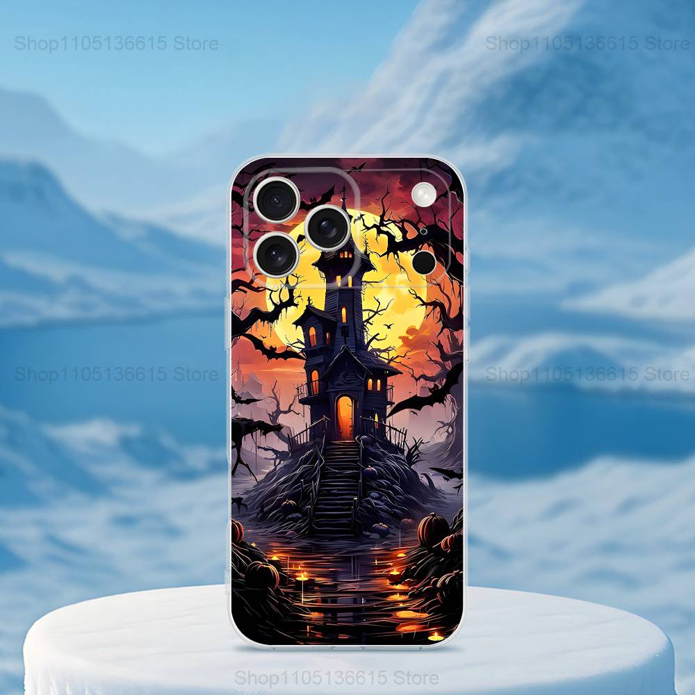 Festival Halloween Horror Case For iPhone 15,11,12,13,16,14,17,Pro,Max,Plus,SE,Mini,X,XS,XR, Transparent Soft Silicone