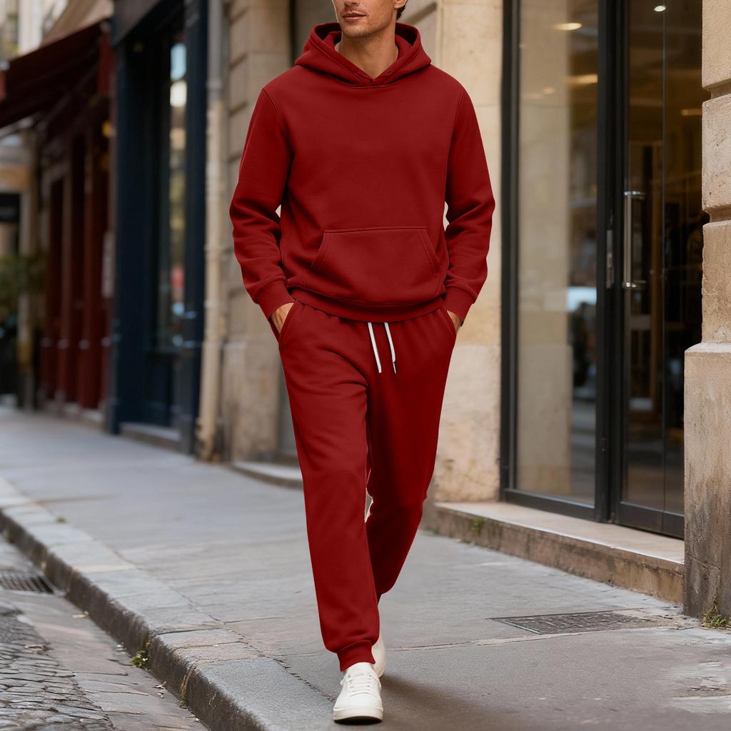 Men's Sweatshirt Suit Men's Solid Color Casual Sports Suit Sweatshirt Suit