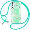 Case with Lanyard - BOOLING - for Samsung Galaxy S23 - Shockproof - Turquoise Marble Pattern - Resistant