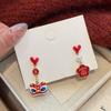 Cartoon Awakened Lion Earrings Good Luck Bell Ear Studs Lion Dance Earrings Set  New Year Gift