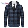 Cozy Up Мужской свитер, пальто, осень-зима, толстый, теплый, с капюшоном, клетчатый шерстяной свитер, кардиган, флисовое пальто на молнии, мужское пальто