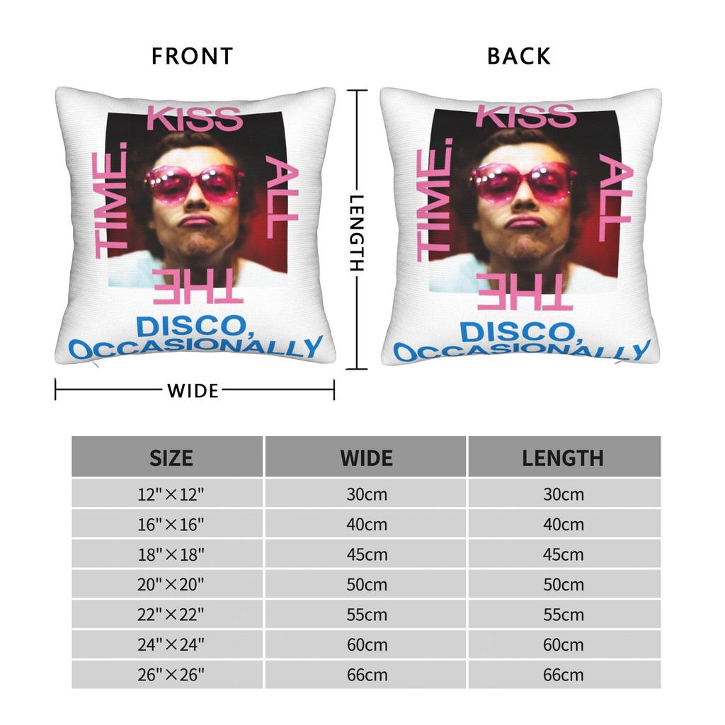Harrys Styles Kiss All The Time Disco Occasionally Pillowcase Soft Polyester Cushion Cover Pillow Case Cover Home Zipper 40*40Cm