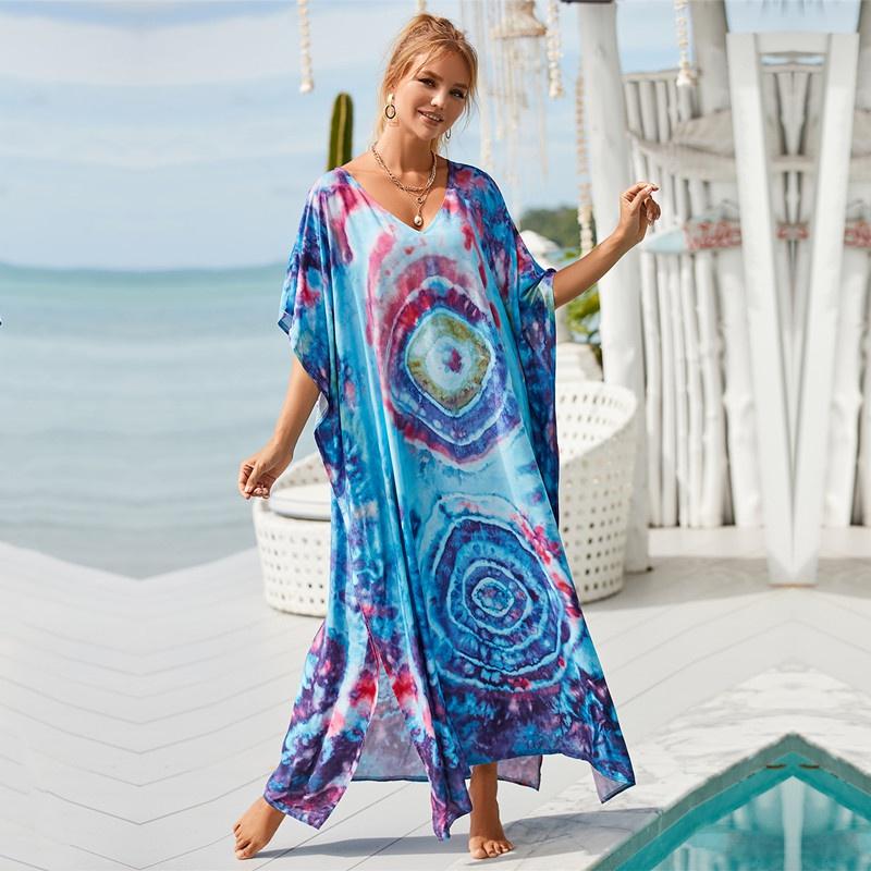 Cotton Long Beach Dress Cover-Ups for Women Pareo De Plage Swimsuit Cover Up Beach Sarongs Swimwear Kaftan Beachwear EMA