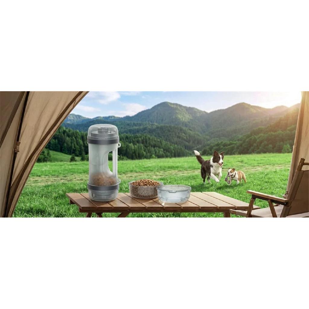 33.5oz Portable Dog Water Bottle for Travel Hydration&Food Feeder 6.5oz Food Container, Leak-Proof, Outdoor, Walking, Hiking