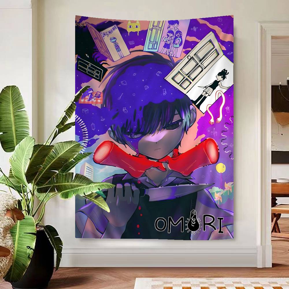 Классическая Хоррор Видеоигра Omori Красочный Гобелен Настенное Панно Хиппи Цветочные Настенные Ковры Декор Комнаты в Общежитии Настенное Искусство Декор