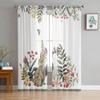 Watercolor Animal Rabbits Flower Plant Sheer Curtains For Living Room Kitchen Window Curtains Bedroom Tulle Voile Curtains