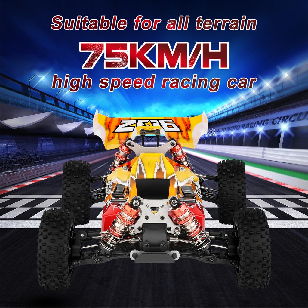XKS 144010 Радиоуправляемая машина   Машина Высокоскоростная 75 км/ч 2,4 ГГц Гоночная машина 4WD RTR с металлическим шасси с 2 аккумуляторами