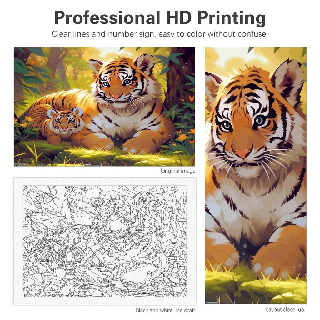 Рамка для рисования по номерам для взрослых, наборы с изображением тигра и животных, картина по номерам для начинающих, украшение для дома 40x50 см