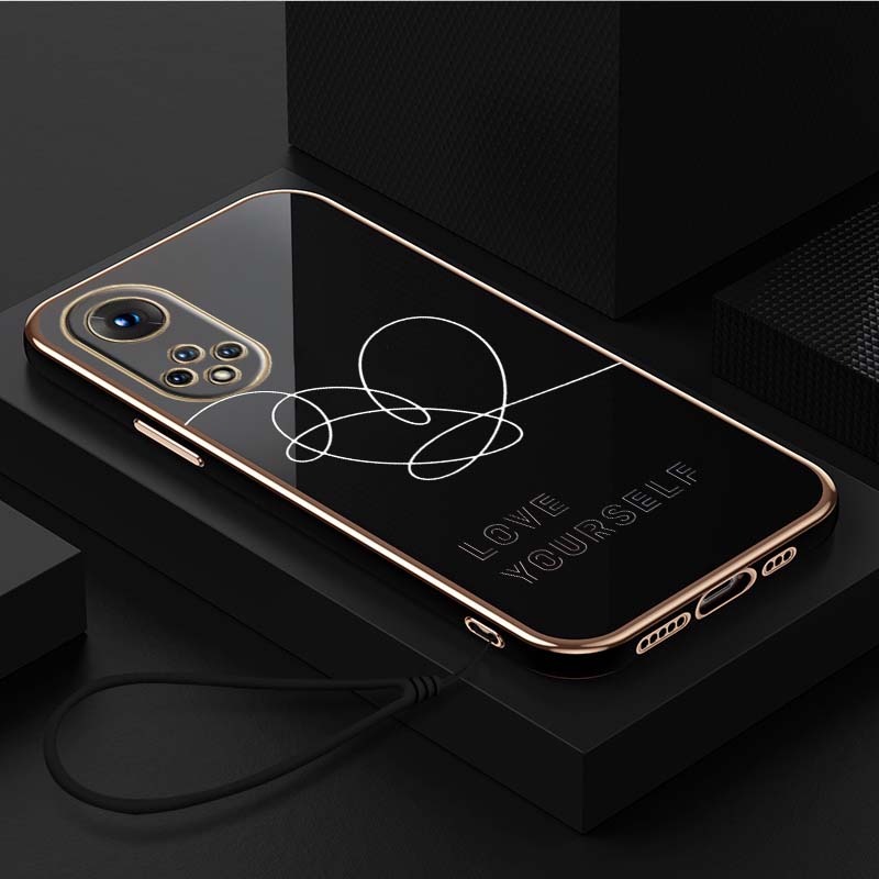 Роскошный чехол для телефона из ТПУ с ремешком для Huawei Y6P Y7 Y9 Prime 2019 Y9S Honor 70 90 Lite X7A X9A 5G, чехлы A11 Love Yourself с цветочным принтом