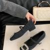French Retro Square Head Shallow Mouth Single Shoes Spring New Rhinestone Evening Breeze Temperament Fairy Thick Heel Mary Jane Shoes