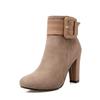 Size 32-43 Girls Boots Women High Heel Ankle Boots Fashion Suede Belt Buckle Round Head Winter Zipper Boots Female Party Shoes