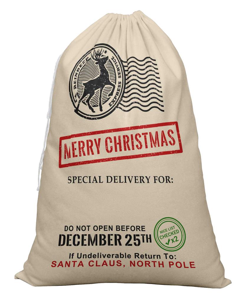 Printtoo 2 шт. Подарочный мешок Санты для детей, рождественские подарки, рождественский мешок, персонализированные сумки, большие 27x20 дюймов