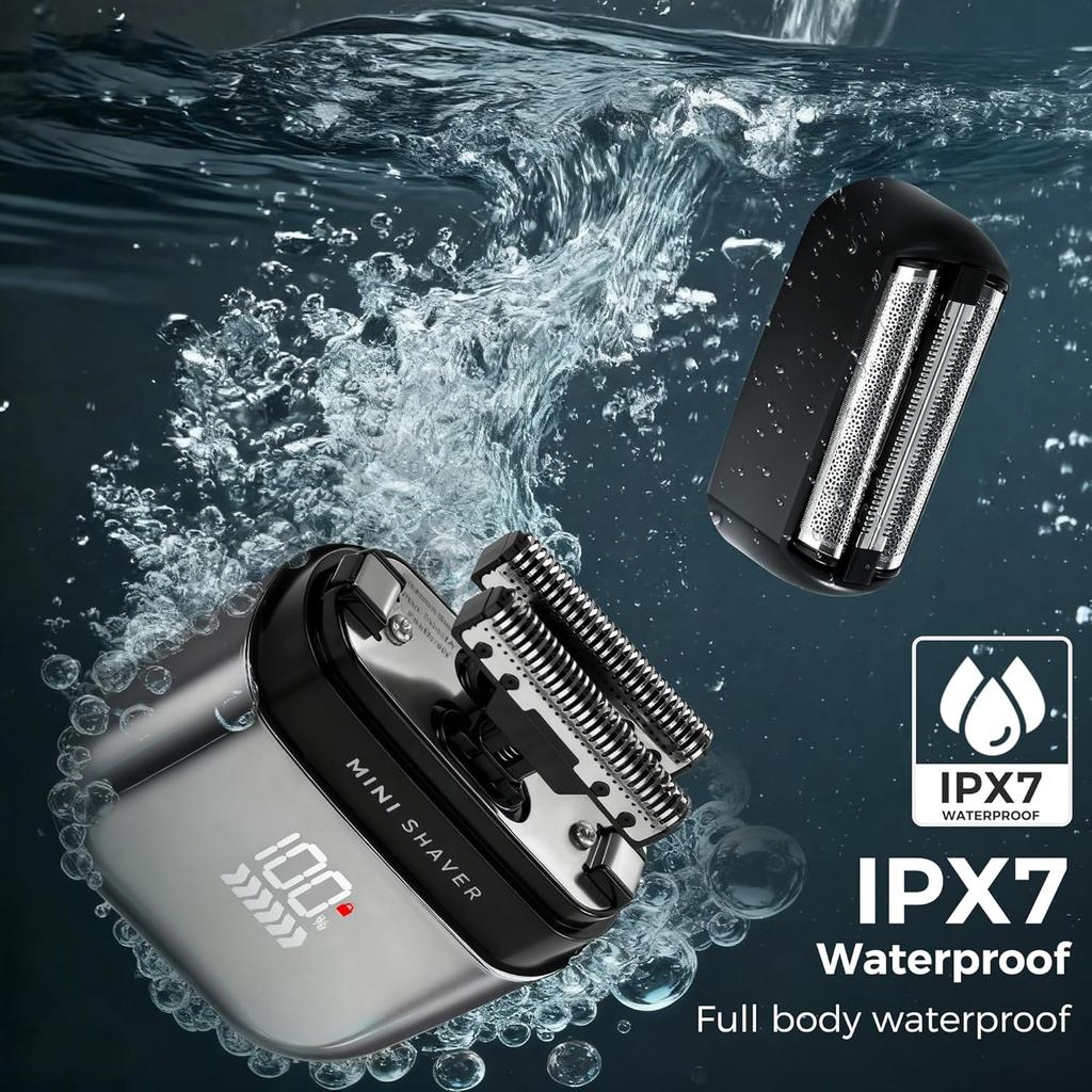 Электробритвы для мужчин для лица, карманная бритва USB мини-бритвы, электрические сеточные бритвы с Type C перезаряжаемые и LED-дисплеем, IPX7 водонепроницаемые