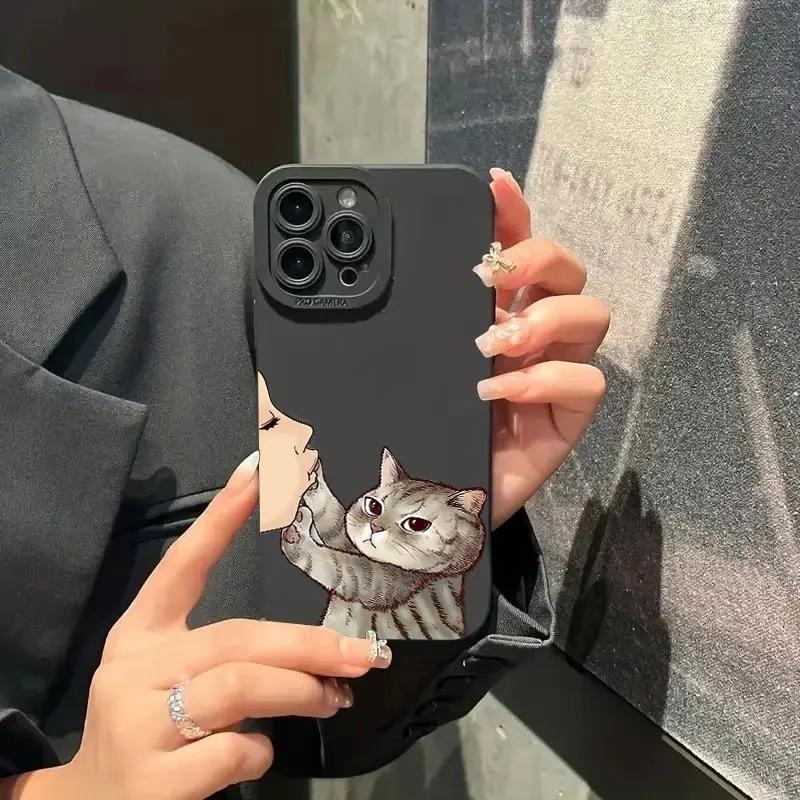 Кот Американская короткошерстная поцелуй Чехол для телефона для iPhone 16 Чехлы iPhone 15 14 13 12 Mini 11 Pro Max 16 7 8 Plus XS SE Задняя крышка