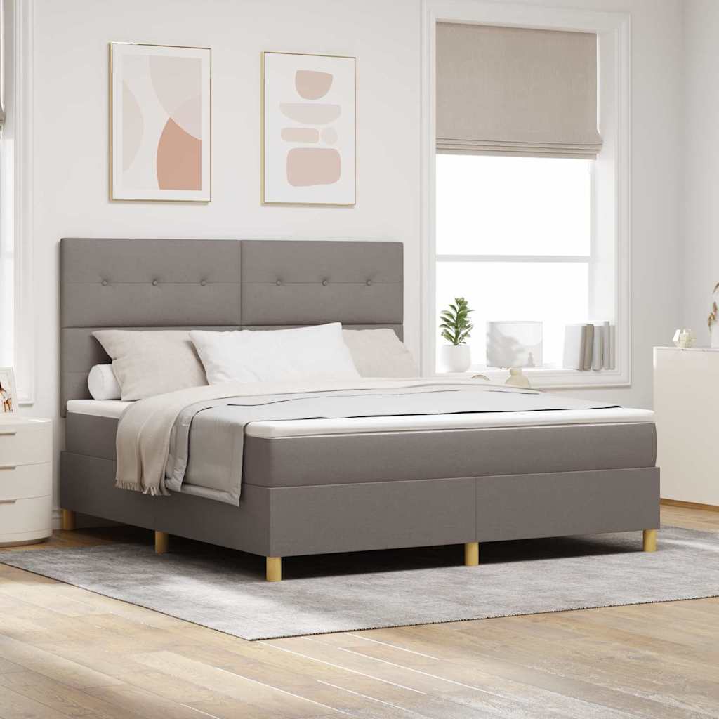 Box Spring Bed with Mattress Taupe 180 x 200 cm Fabric