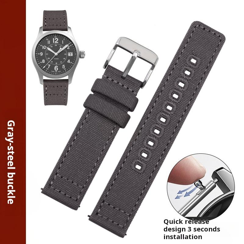 20 мм 22 мм Быстросъемный Мужской Ремешок Для Часов Для Hamilton Khaki H68201993 Timex Citizen Замена Холщового Ремешка Серый Синий Нейлон