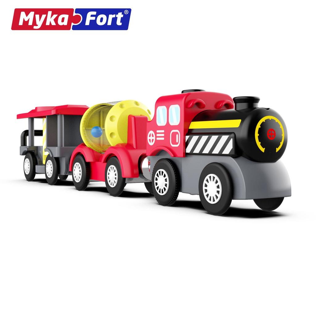 Маленький поезд, деревянная дорожка, электрическая игрушка, праздничный автомобиль Simon, детская деревянная образовательная собранная игрушечная машина