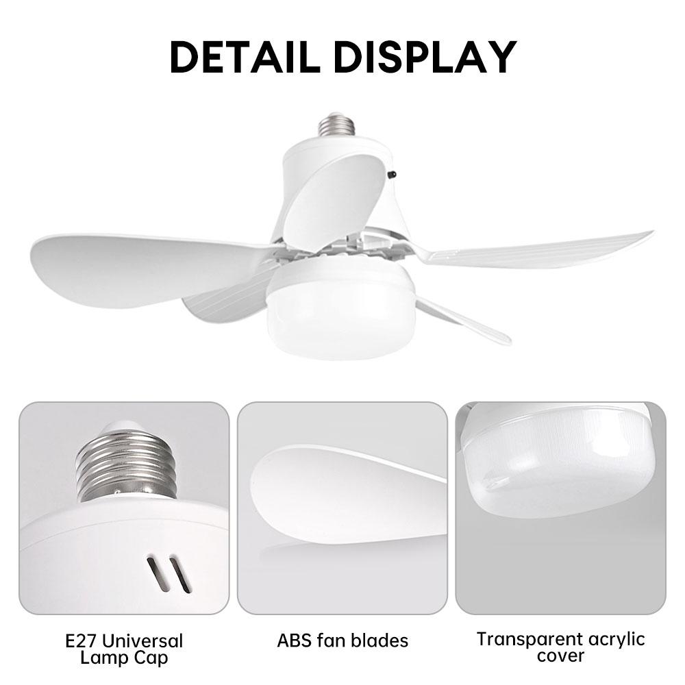 40W Ceiling Fan Light with Remote Control+LED Lamp for Dimming E27 Base SmartElectric Fans Lighting for Bedroom Living Room