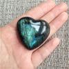 Crystal Labradorite  Stone  Quartz Gemstone Worry Stone Heart Shape