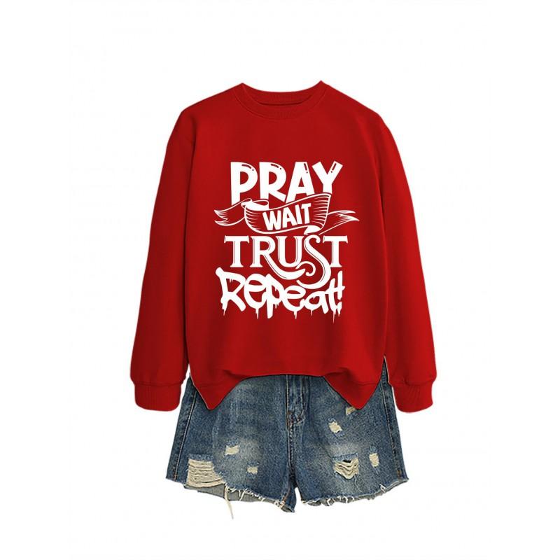 Womens Loose Fit Hooded Sweatshirt Letter Print Casual Top