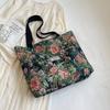 Large Floral Canvas Handbag with Shoulder Straps for Commuters and Students