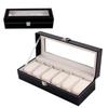 2/3/6/12 Grid PU Leather Watch Box Display Stand Black Storage Box Glass Jewelry Storage Box