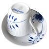 [Officially Imported] Royal Copenhagen Blue Fluted Mega High-Handle Cup & Saucer, 240ml, White, 1016909, Perfect for Wedding Gifts