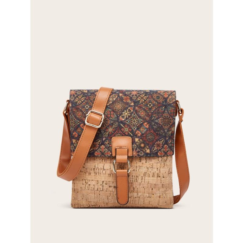 Niche Design Sense One Shoulder Crossbody Vertical Small Bag Fashion Vintage Printed Bark Women's Bag