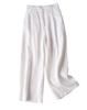 Женские широкие прямые укороченные брюки Maison de TAO с заложенными складками на талии, эластичным поясом и карманами, хлопок, свободный крой (Размер L, Белый)