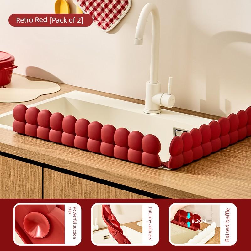 Bathroom Water Barrier Silicone Sink Splash Guard Bathroom Sink Kitchen Sink Edge Anti-Splash Barrier