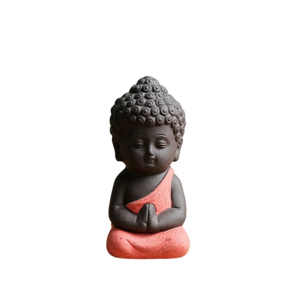 Chinese Style Buddha Statue Cute Sitting Statues Garden Accessories Mini Monk Figurines Tea Play