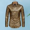 Мужская однобортная рубашка с каменным цветком и золотым тиснением, осенняя однобортная рубашка с длинными рукавами и лацканами, тонкая