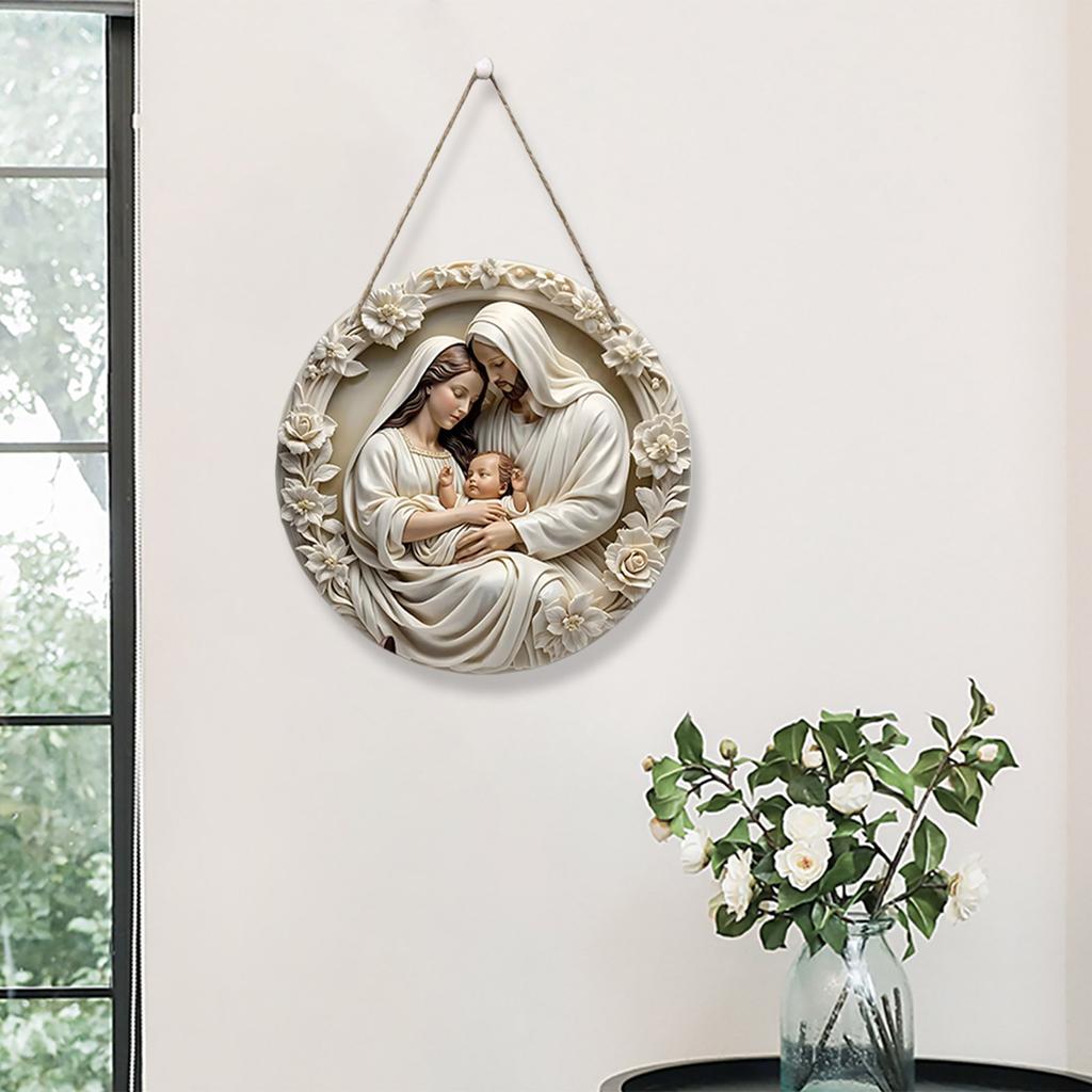 Изготовленная вручную деревянная табличка с изображением Иисуса и Девы Марии, настенное украшение для религиозного украшения дома