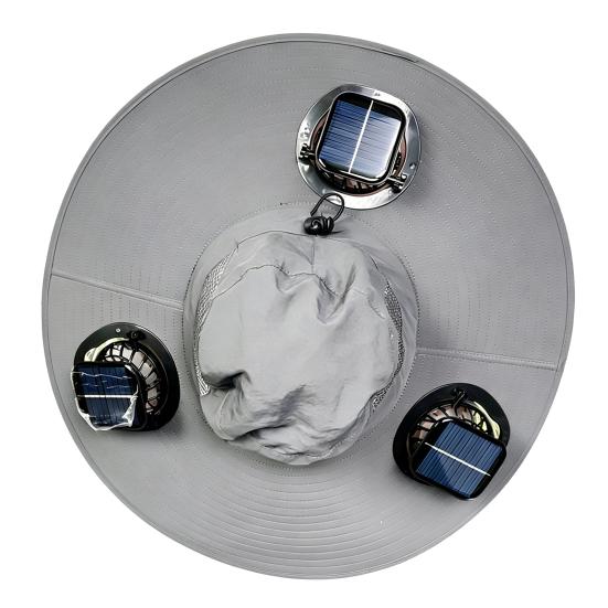 Wide-Brimmed Fan Hat with Solar USB Dual Fans Powered