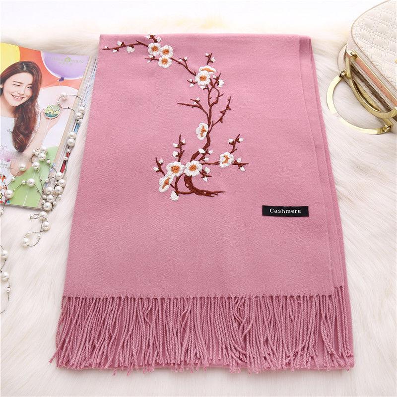 Hand-embroidered Scarf Women Increase All-match Keep Warm Long Shawl Outer Cape Soft Fabric Spring Autumn