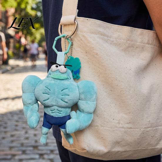 Durable Plush Accessory for Kids Funny Buff Muscle Fish Keychain, Cartoon Stuffed Fashionable Trendy Gift Friends Pendant, Novelty Soft Bag Charm Key