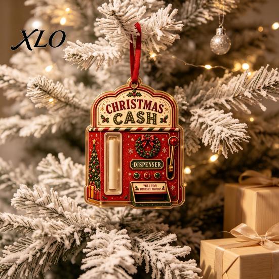 Reusable Holiday Gift Ornament Christmas Money Holder Ornament, Acrylic Stocking Cash Hanging Decor Keepsake Pendant for Tree, Festive with