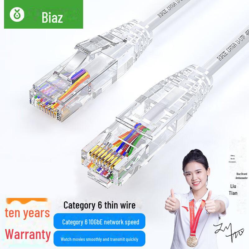 Неэкранированный плоский сетевой кабель Biyaz CAT6 Gigabit для высокоскоростных домашних и компьютерных подключений