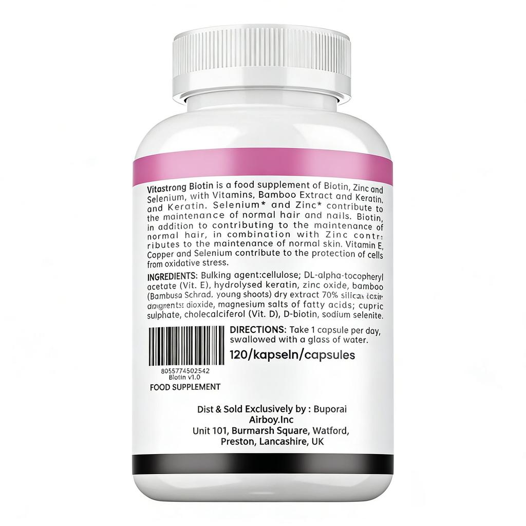 Biotin for Hair Biotin Complex with Keratin, Selenium, Zinc, Copper, Bamboo, Vitamins