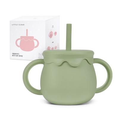 Little Cloud Baby Honey Pot Мульти-силиконовая соломенная чашка 250 мл, 2, оливковый