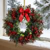 Рождественские венки для входной двери Искусственный венок из зелени с бантом и красными ягодами для праздничного домашнего настенного каминного внутреннего наружного декора для крыльца