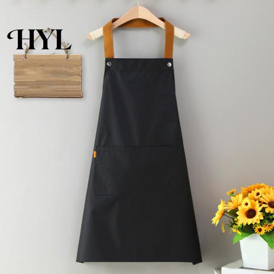 Oil-resistant Cooking Apron Solid Color Kitchen with Dual Pockets Waterproof Oil-proof Adjustable Fabric Breathable Men Women Chef Baking Bib