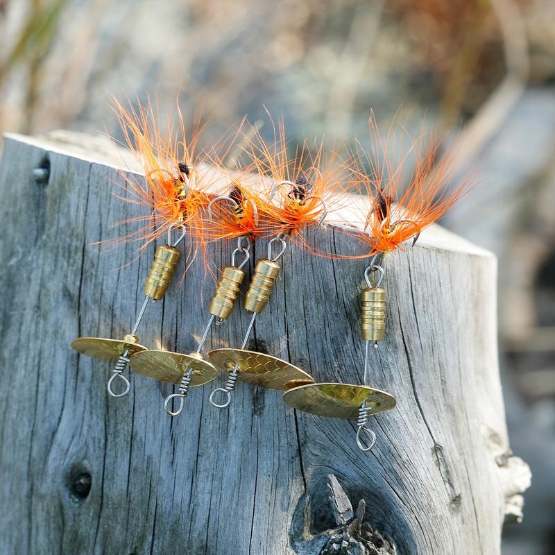 Fishing Spinners 4pcs Hard Metal Spinnerbaits Lures Kit for Bass Trout Walley with A Tackle Box