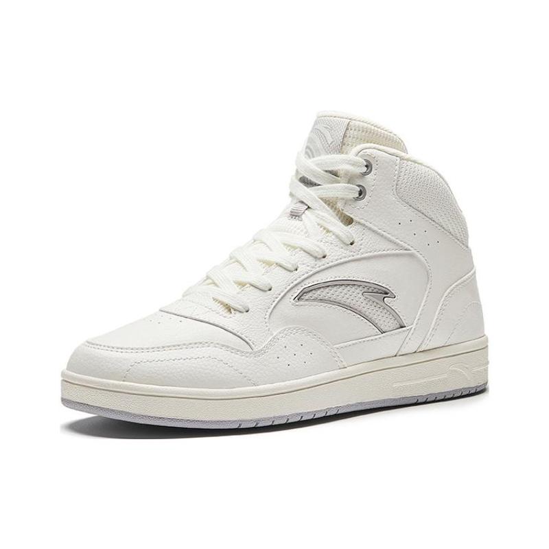 Anta Cushioned Wear-Resistant Slip-Resistant High-Top Skateboard Shoes Women's Ivory White Sneakers 922348087-1