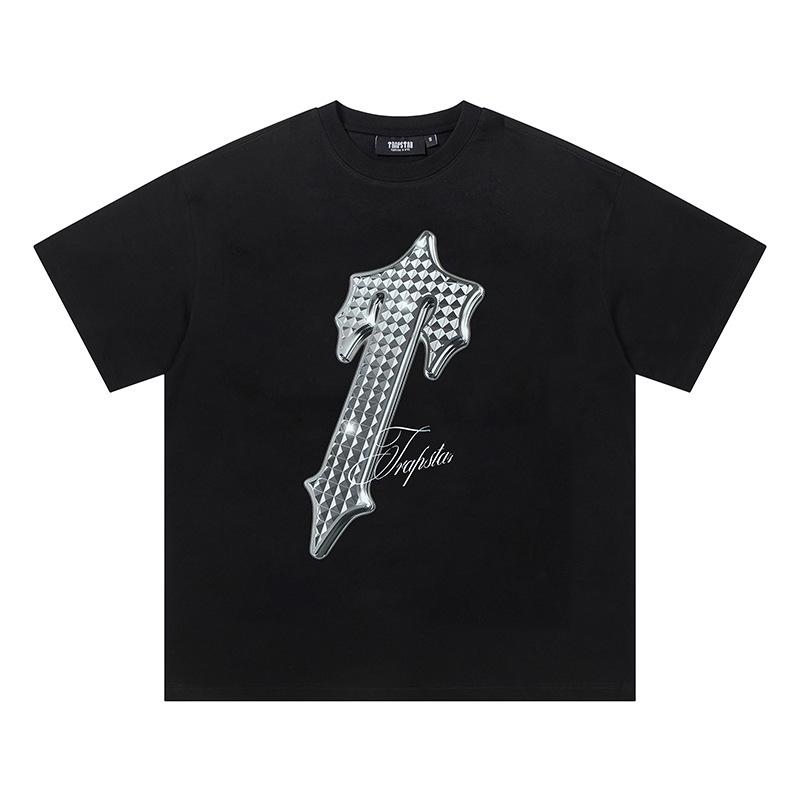 Cross-border new graffiti letter printing European and American street trendy brands loose and versatile casual men's and women's short-sleeved round