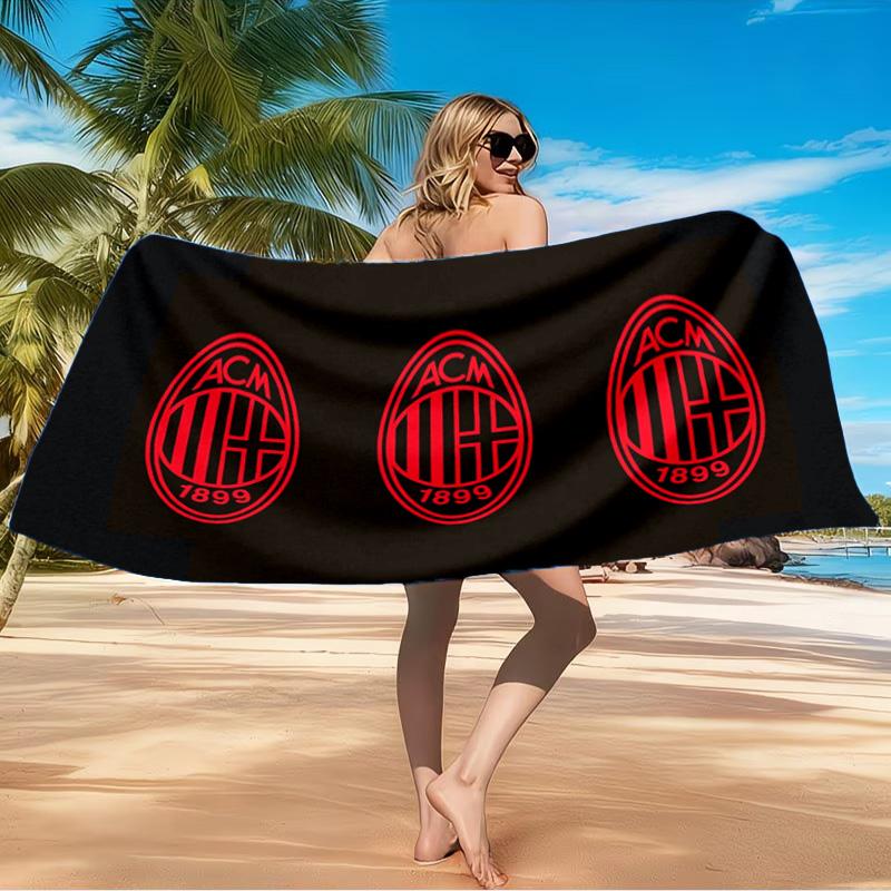 1 шт. Пляжное полотенце с дизайном логотипа AC Milan, Пляжное полотенце из микрофибры, Идеально подходит для бассейна, пляжа, путешествий, домашнего декора, Подарки для фанатов пляжных вечеринок