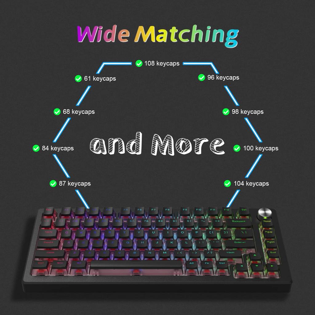 Womier Pudding Keycaps PBT Shine Through 165 Key Caps Custom Keycaps для переключателя Cherry Gateron MX Mechanical Black Phantom - Keycaps, Keycaps, Set,