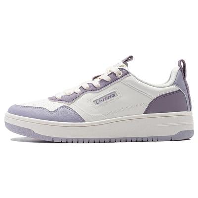 Li Ning модные универсальные белые кроссовки с толстой подошвой женские кроссовки фиолетовые AGCT472-4