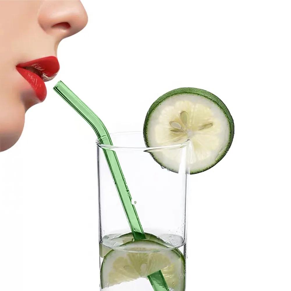 10 шт. многоразовых соломинок для питья 12 мм стеклянные соломинки экологически чистые соломинки из боросиликатного стекла цветная трубка для вечеринок бар посуда для напитков